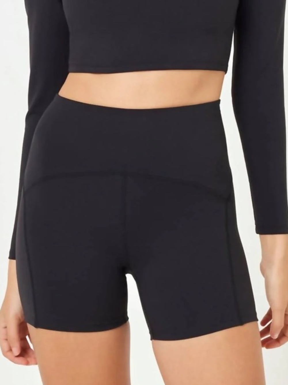l*space En Point Black High-Rise Bike Shorts